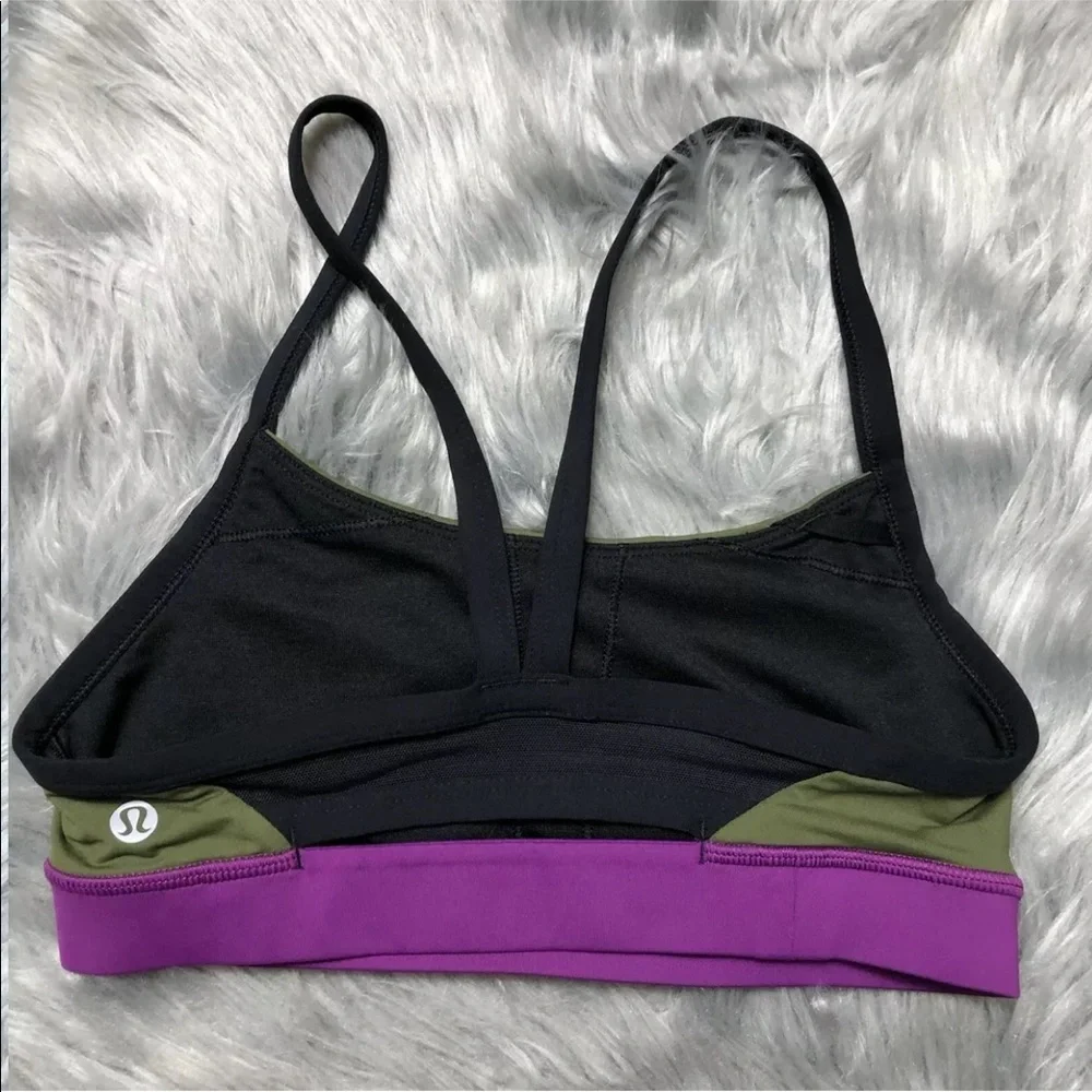 Lululemon Rise And Shine Sports Bra Size 4 Green Purple Black